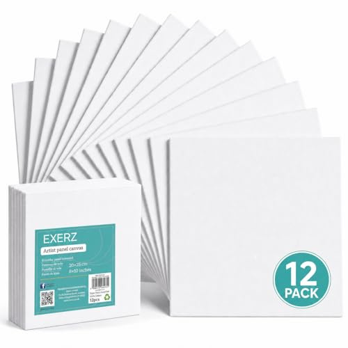 Exerz 20x25cm Malkarton 12st / Kunstleinwandtafel - 0.3cm dick 280GSM/ Vorgespannt 100% Baumwolle/dreifach grundiert/Ohne Säure/mittelkörnig - - Acrylfarben, Ölfarben
