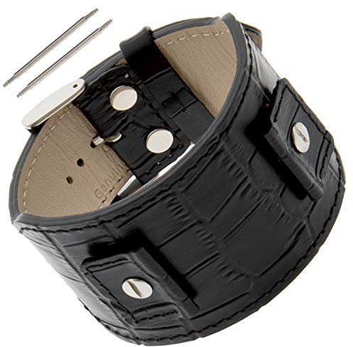 Gilden - Armbanduhr - FC30: Echtes Leder, Schwarz, 45 mm, Fits 18-24 mm Uhrenanstoß, Unisex, Casual, Sport, Schnalle, Kein Metalltyp