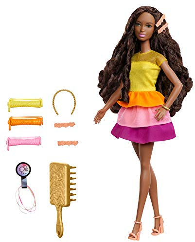 Barbie GBK25 Locken-Style Puppe, schwarzhaarig
