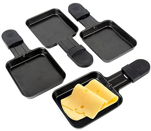 Raclette Pfännchen Ersatz Mini Pfännchen Raclette Edelstahl Antihaftbeschichtet für den Raclette Grill Zubehör, 18x8x1.5cm,4 Stück
