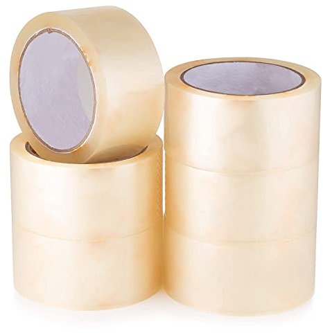 Wolf Tapes Packaging Tape, Heavy-Duty Parcel Tape for Packing, All Purpose Strong Adhesive Tape, Secure Sticky Seal for Boxes, FSC Certified Shipping Tape, Pack of 6 48MM x 66M (Clear)