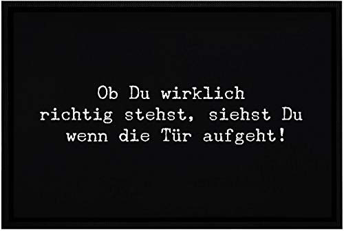 MoonWorks® Fußmatte Ob du wirklich richtig stehst... Spruch-Matte Retro 80er 90er rutschfest & waschbar weiß 60x40cm