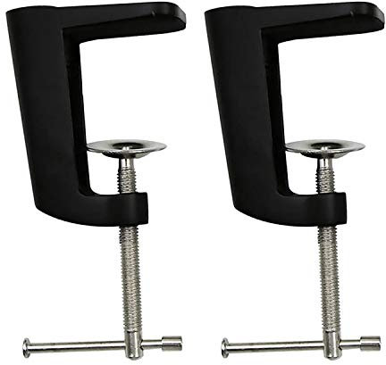 POFET 2pcs regolabile 0-56mm/0-59mm braccio scrivania morsetto lampada da tavolo supporto clip supporto in metallo - 2 colori possono scegliere - nero, 90 mm