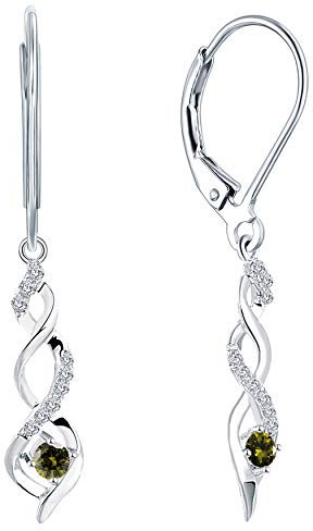 JO WISDOM Damen hängende ohrringe Unendlichkeit infinity silber 925 mit 3A Zirkonia Kristall August Geburtsstein Peridot Farbe,Schmuck für Frauen