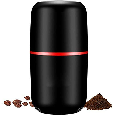 Coffee Grinder Electric, Coffee Bean Grinder Electric Mill Spice Grinder, 150W Powerful Stainless Steel Blade, Portable & Compact Grinding Tools for Spices, Pepper, Herbs, Nuts (17.3X9x9cm),Black