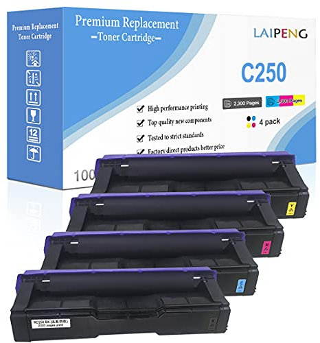LAIPENG 4 Farben Kompatible Tonerkartuschen SP C250 C261 Hoher Kapazität 2300 Seiten mit Schwarz Cyan Magenta Gelb für Aficio SP C250DN C250SF C261SFN C261SFNw C261DNw Laserdrucker