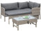 gartenmoebel-einkauf Balkon - Lounge Set Valletta, Stahl + Polyrattan graubeige, mit Liegefunktion, Polster grau, Innen und Außen