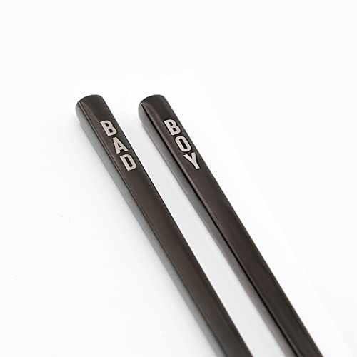 FUJI PARIS Bad Boy Baguettes réutilisables INOX - Gravées - Objet Cool Cuisine Original Utile Idée Cadeau Original Anniversaire Métal Acier