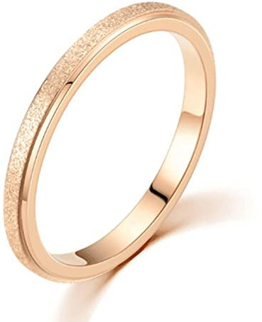 Gualiy Ring Damen Edelstahl, Verlobungsring aus Edelstahl mit 2MM Matt Oberfläche Ring für Frauen/Mädchen Roségold, Größe 60 (19.1)