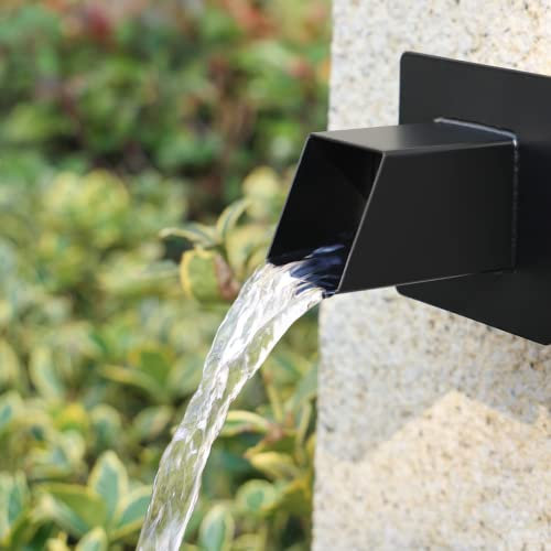 PONDO 5,1 cm quadratischer Wasserbrunnenauslauf, 316 Edelstahl, Spillway mit Bausprühblech, für Pools, Teiche, Wasserwände, Brunnen (schwarz)