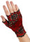 Maskworld Fingerlose Spitzenhandschuhe - rot-schwarz - Verkleidung Kostüm-Accessoire für Karneval, Halloween & Motto-Party