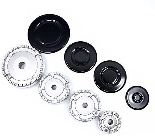 JCSPARES® - Kit 4 bruciatori 4 piattelli diffusori fuoco piano cottura cucina completi compatibili con Hotpoint Ariston - Indesit - Whirlpool - Nardi (Vedi modelli in descrizione)