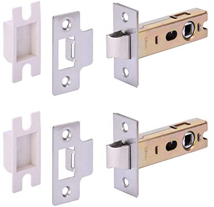 HANDLEZONE® 2 Pack 76mm / 3 inch Satin Stainless Steel Premium Tubular Mortice Latch, Catch for Internal Timber Doors - 57mm Backset