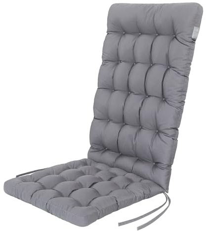 HAVE A SEAT Living - Hochlehner Auflage (1 St.) - Sitzpolster Gartenstuhl - Bequem, Wetterfest, Waschbar bis 95°C, Orthopädisch - Made in Germany (1 Stück - 120x48 cm, Hellgrau)
