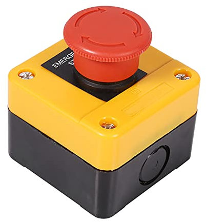 Qcwwy 660 V 10 A Not-Aus-Schalter, Stopp-Pilz-Druckschalter 660 V 10 A Kunststoffgehäuse Rotes Schild Notfall