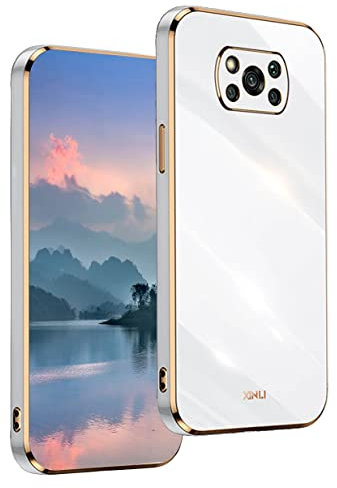 UPLAI Hülle für Xiaomi Poco X3 Pro/Poco X3 NFC, Ultra Dünn Stoßfest Handyhülle mit Mode-Galvanik-Design, Prämie TPU und Sanft Silikon Schutzhülle.(Weiß)