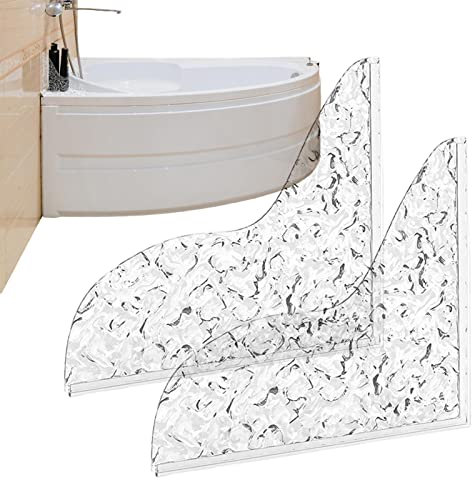 2 Stück Badewanne Eckspritzschutz, Acryl Badewannen Spritzschutz, Dusch Spritzschutz Mit Windfesten Stop Protect Clips Aus Kunststoff Und Acryl Klebeband, Acryl Wannen Spritzschutz Mit Gummistreifen
