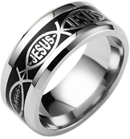 YAHOYA Jesus Brief 316L Edelstahl Ring für religiöse christliche Männer Frauen Geschenk Schmuck Serenity Männliche Bibel Kreuz Ringe