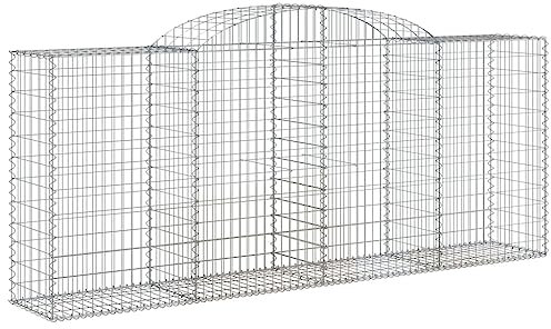 vidaXL Arched Gabion Baskets, Set of 25, Dimension 300x50x120/140 cm, Decorative and Sound Insulating, Made of Sturdy Galvanised Iron, Silver Colour, Suited for Outdoors
