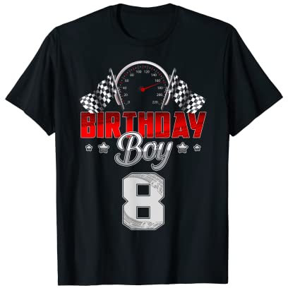 Niedlicher 8. Geburtstag Junge 8 Jahre alt Rennauto Jungen Kinder T-Shirt