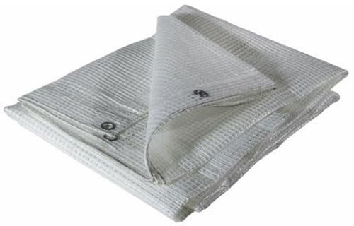 Mondo Viro Telo Telone PVC Multiuso Occhiellato Bianco Trasparente Retinato Con Occhielli 140 gr/mq per Esterno Resistente UV ed Impermeabile per Rimessaggi Tende Balconi Coperture (5 x 3 mt)