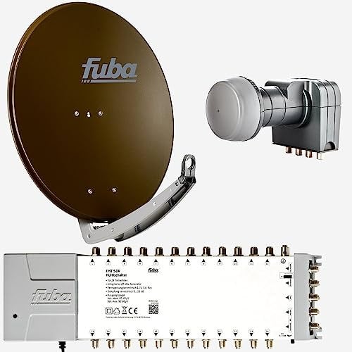 Fuba Sat Anlage 24 Teilnehmer | DAA 780 B Satellitenschüssel 80cm Alu braun (Testergebnis: ausgezeichnet)* + Fuba Quattro LNB + Fuba Sat Multischalter 24 Teilnehmer (DVB-S2, HDTV, UHD 4K/8K, 3D)