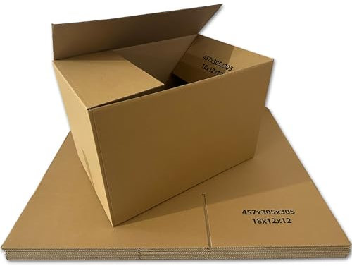 KAPCO 20 Large Cardboard Storage Boxes (18 x 12 x 12in) | Strong, Sturdy, Reusable, Packaging, Mailing Box | Packing Moving House Boxes | Office, Warehouse Stackable Storage Cartons | 47 x 30 x 30cm