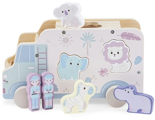 Mamabrum, Holz Safari LKW - Tiersorter, Viele Möglichkeiten Spaß, Lustiger LKW Holzpuzzle Kinder holzauto Montessori-Holzspielzeug