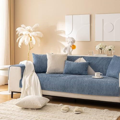 MINGPINHUIUS Sofabezug 1/2/3/4 Sitzer Sofa Überzug für L Form Sofa Couch Sessel Ecksofas,Weicher Samt Sofabezug L Form rutschfest Sofa Überwurf (Blau,70 x 150 cm)