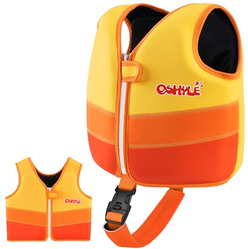 OSHYLE Kinder Schwimmweste - Jungen Mädchen Neopren Schwimmen Jacke Kleinkind Schwimmen Floating Neopren Schwimmweste für 1–9 Jahre (S(1-3), SS-OR)