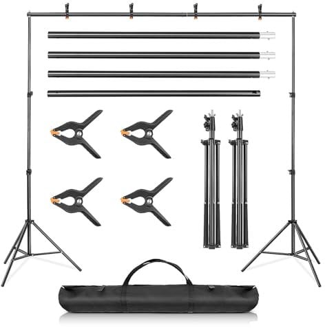 Professional 2 * 3m(6.5 * 9.8ft) Adjustable Backdrop Stand Kit for Photo and Video Studio - Background Support System with Carrying Bag and 4 Clamps