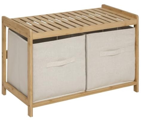 5five - Banc de Rangement Tidy Box avec 2 paniers en Bambou Marron 66,8x35cm