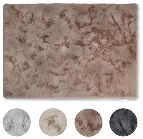 Schöner Wohnen Kollektion Hochwertiger Kunstfell Teppich flauschig - Teppich Wohnzimmer - Hochflorteppich Lammfell Schaffell - Dekofell rechteckig Braun 160 x 230 cm
