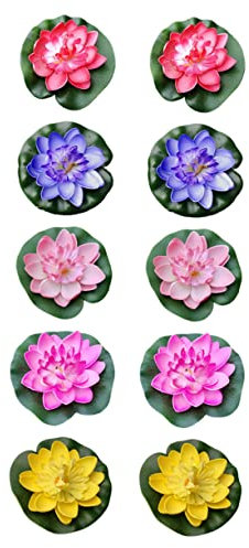 OUNONA 10 Stücke Eva Blumen Künstliche Schwimmende Seerosen Teich Realistische Teich Ornament Für Aquarium