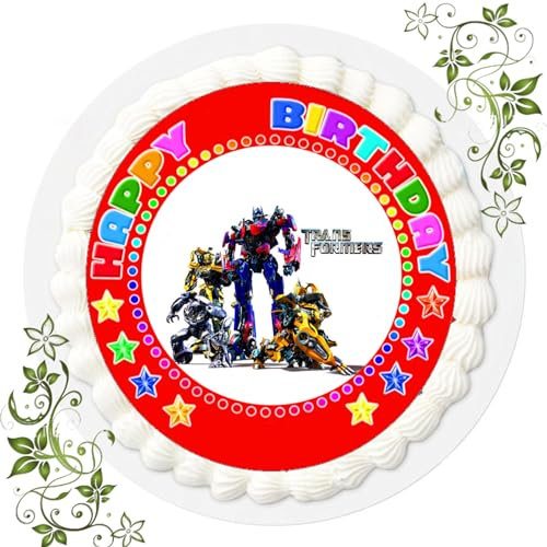 FONDANT Tortenbild, Zuckerbild mit Motiv, Essbares Foto für Torten, Tortenbild, Tortenaufleger Ø 20cm FONDANT Transformers Nr. 15
