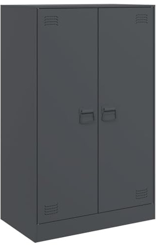 vidaXL Sideboard, Kommode Anrichte für Wohnzimmer, Metallschrank Schrank mit Stauraum, Highboard Beistellschrank Mehrzweckschrank, Anthrazit Stahl