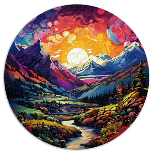 1000 Piece Jigsaw Puzzle, Welsh Valleys Round Puzzles, Suitable for Adults and Children Ages 12+, Cardboard Puzzle, Home Decoration Puzzle, Size: 67.5 x 67.5 cm