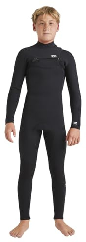 BILLABONG Traje de Neopreno Junior Foil de 5/4 mm con Cremallera en el Pecho - Negro - Manga Larga - Tipo de Espuma de Neopreno: Espuma Lite, parcialmente reciclada
