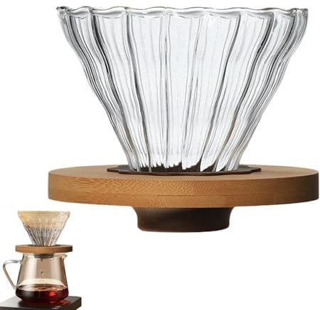 Drip Coffee Maker Pour Over - Clear Glass Pour Over Coffee Cone with Stand | Coffee Funnel, Single Cup Pour Over, Hand Brewed Coffee Filter Cup for Coffee Lovers