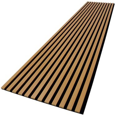 wohnartig® Akustikpaneele 1,485m² - 275cm x 54cm* set - (set = 2 Stück 275cm x 27cm) | Farbe: Buche 206 | Wandverkleidung | Lamellenverkleidung | Akustikpaneel | Wandpaneele auf filz | Akustikfilz