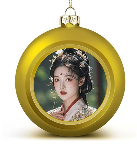 1 x Weihnachtskugel-Ornament, goldene orientalische Fee, bedruckt, Weihnachtsbaumschmuck, bruchsicher, hängende Kugeln für Urlaub, Hochzeit, Party, Geburtstag