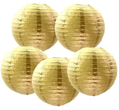 Papierlaternen, chinesische Papierlaterne, Lampenschirm, runde Laterne, Kugel, Hochzeit, Geburtstag, Party-Dekorationen (Gold, 5 Stück, 10 cm)