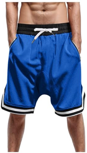 Basketball Shorts Herren Sportshorts Kurz Hosen Streifen Jogginghose Loose Sommer Traininghose mit Elastischer Bund Casual Laufshorts Atmungsaktive Shorts zum Fitness Gym Basketball