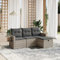 IKAYAA 4-TLG Balkon Lounge Gartenlounge Klein Rattan Sofa Balkonsofa Kleiner Balkon Sitzecke Balkon Loungemöbel Gartensofa Ecksofa Hellgrau