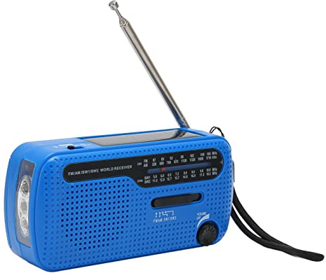 Multiband Hochwertige Solarhand -Kurbel -Radio -Taschenlampe für Notfallcamping Im Freien (Blau)