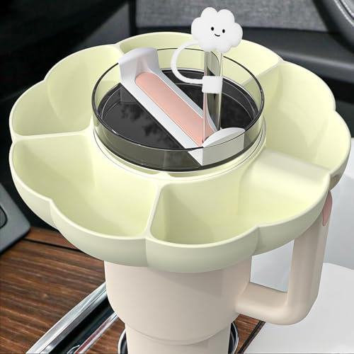 Cream Snack Bowl/Tray with Handle for Stanley Cup or Other - 30oz