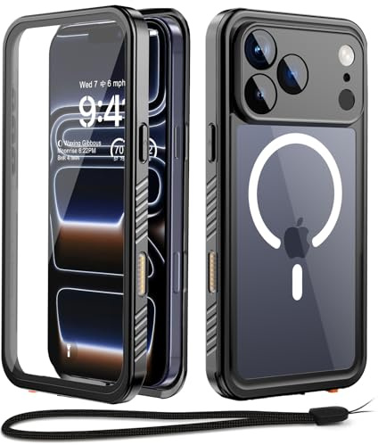Beeasy für iPhone 17 Pro Hülle Wasserdicht mit MagSafe 6,3, Schwarz | 360 Grad Schutzhülle, Outdoor Stoßfest Panzerhülle Case, Wasserfest Staubdicht Handyhülle mit Displayschutz & Kameraschutz