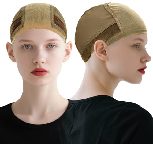 VLYX Verstellbare Perückenkappe mit Anti-Rutsch-Band – 4 x 5 breitere transparente Spitze für kleberlose Lace-Front-Perücken, atmungsaktive Perückenkappe (Hellbraun)
