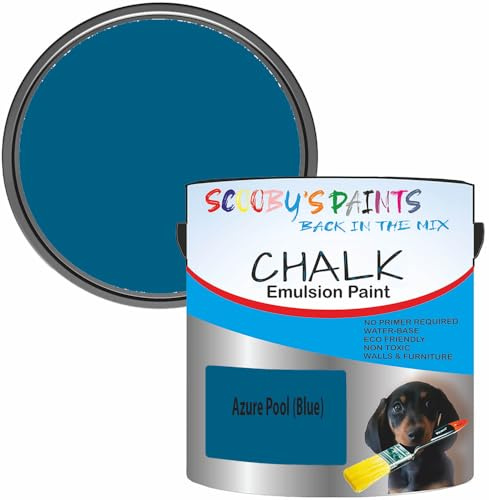 Scooby's Paints Chalk Emulsion Paint, Water-Based, No Primer Required, 250ml, For Walls and Furniture (Azure Pool (Blue))