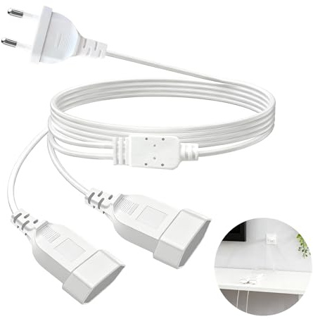 Cavo di Prolunga 2 in 1 con Spina Piatta, Cavo di Prolunga Europeo 2 in 1, Prolunga Spina Europea, per TV, PC e Monitor, Design Sicuro e Compatto per Uso Domestico e Viaggi